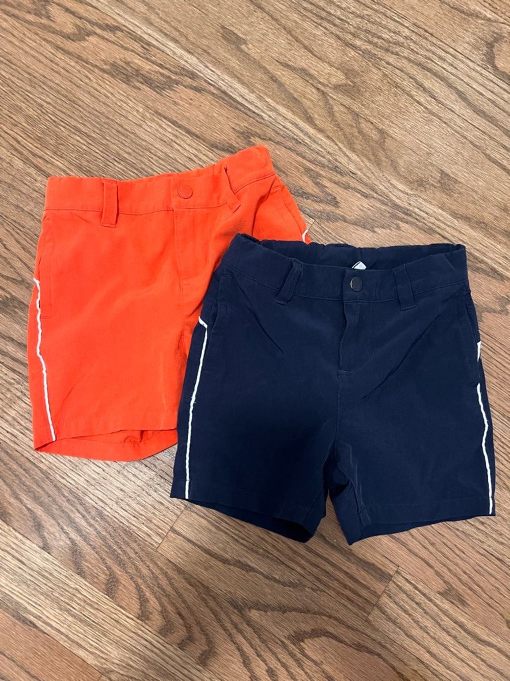 Janie and Jack Orange & Navy Side-Stripe Kids Shorts